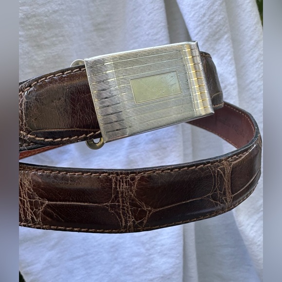 RALPH LAUREN American brown alligator  sterling  buckle and belt size 30 unisex - Picture 4 of 16